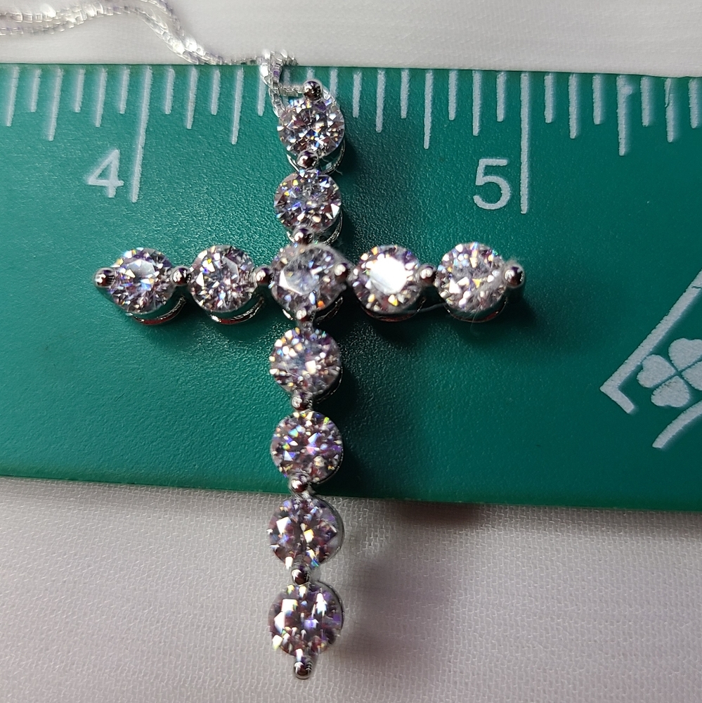 Moissanite Cross Necklace 4.02ctw. - Picture 8 of 12
